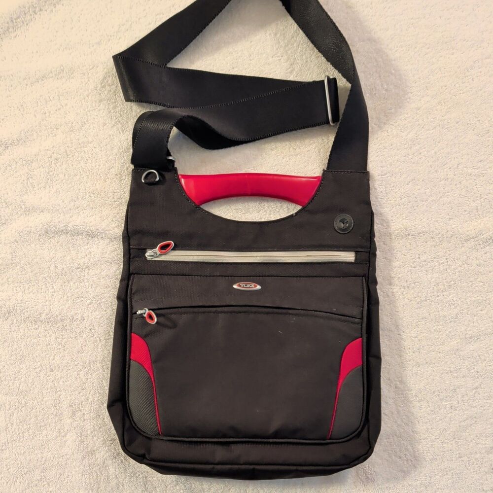 Tumi Ducati Messenger Bag Crossbody Collab Shoulder Strap Gray Red VTG RARE VGUC